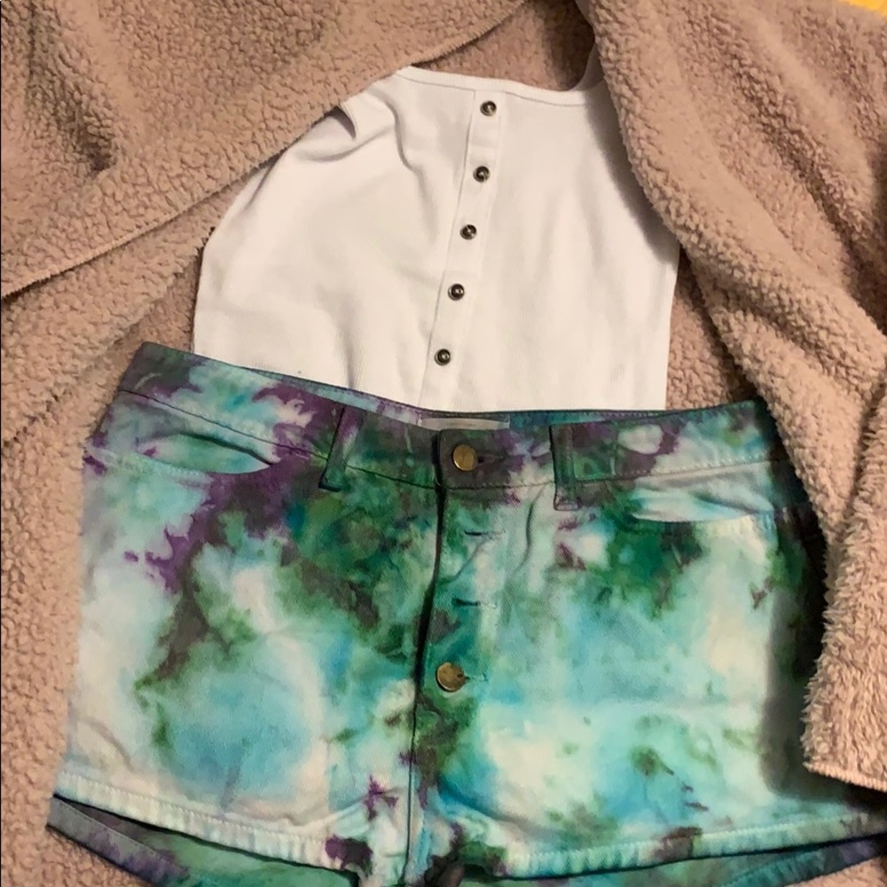 Hand dyed tie dye shorts